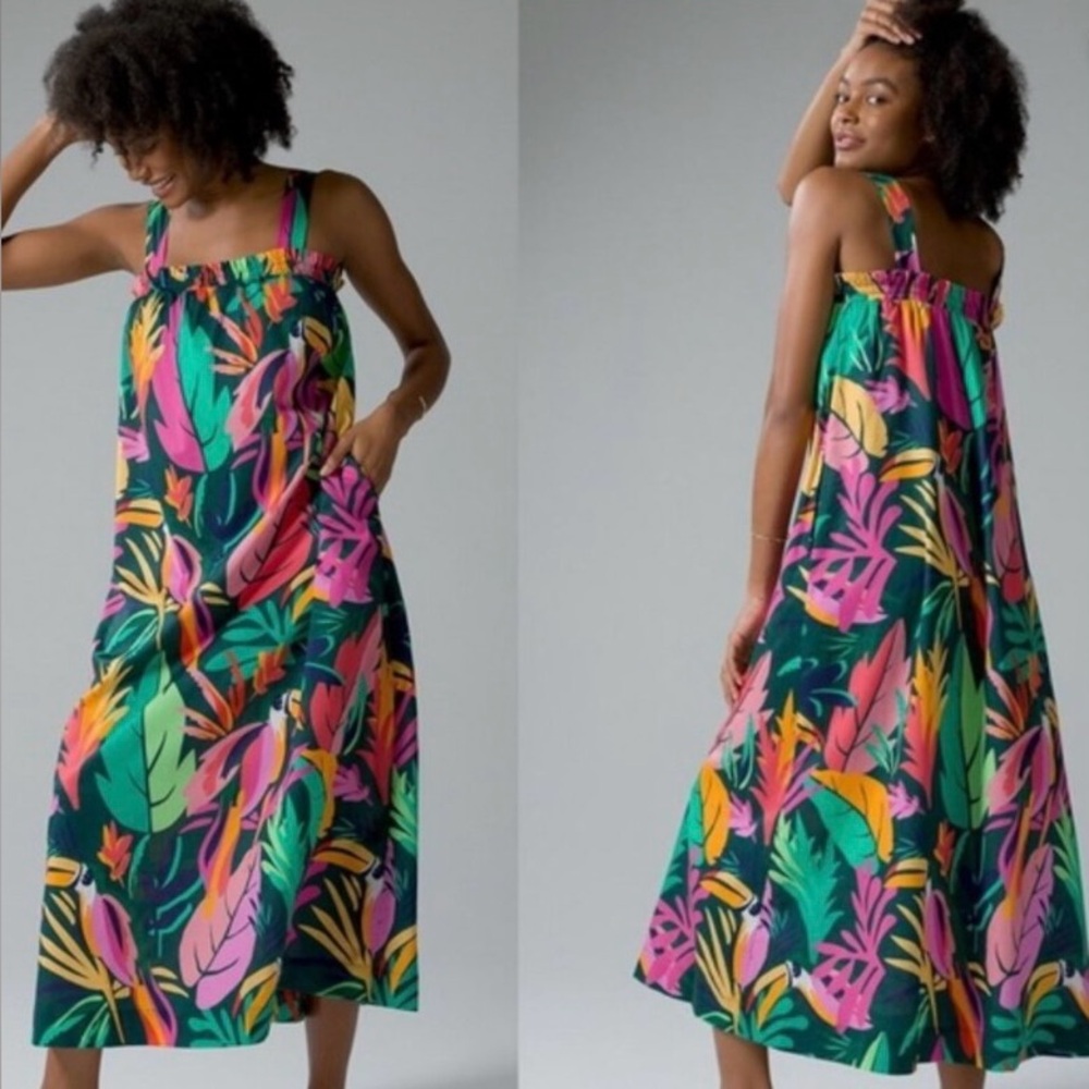 Soma Tropical Toucan Cotton Maxi Dress - Size L